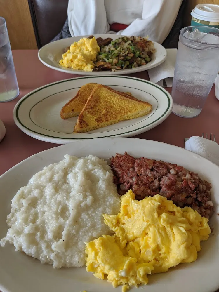 Corned Beef Hash Eggs and Grits